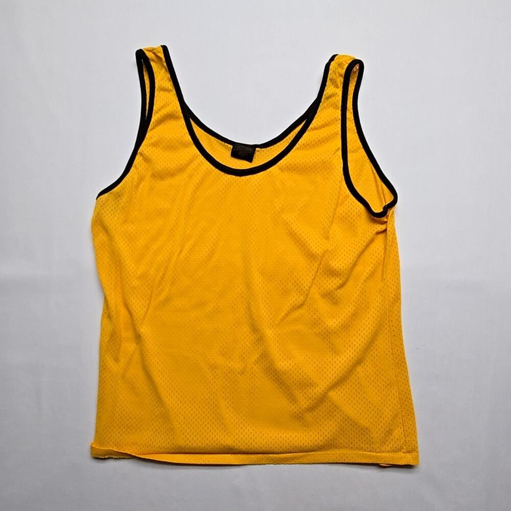Vintage Mesh Tank Top Yellow Dimension Black Trim Athletic Jersey Large Tank 90s